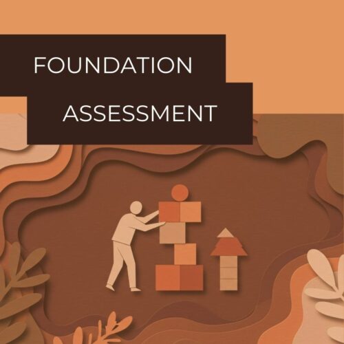 Foundation assessment illustration of person stacking blocks